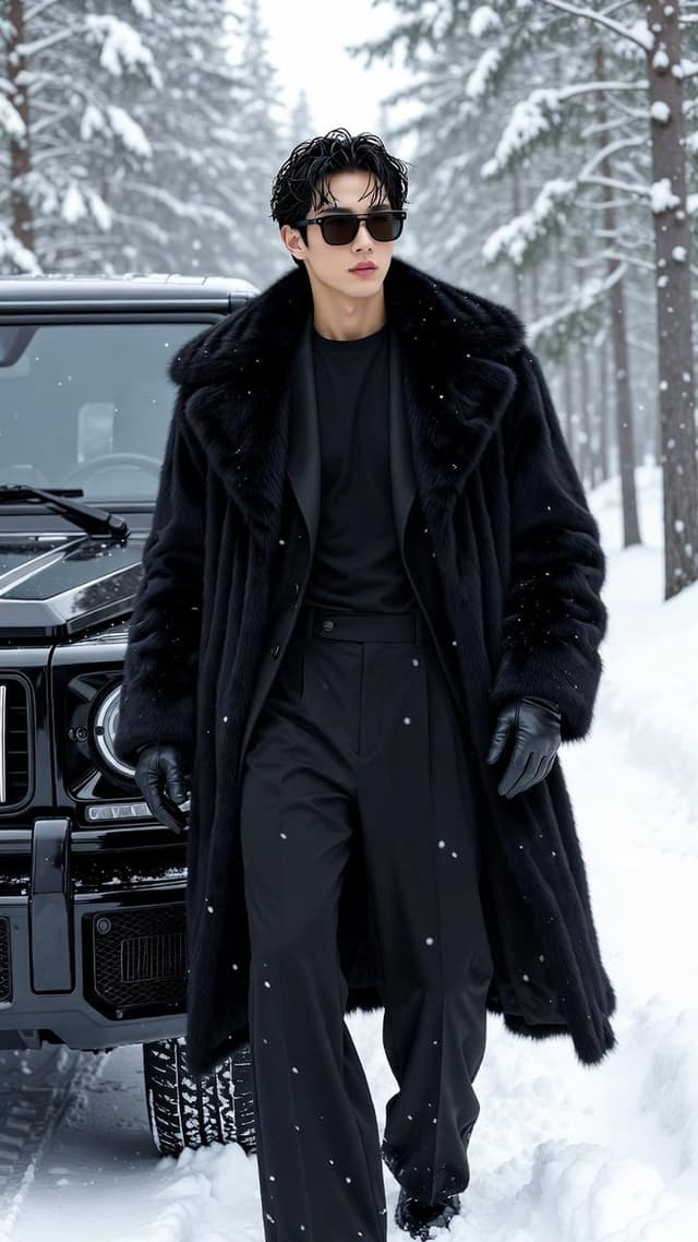 Ultra-Photorealistic Winter Fashion Portrait with G-Wagon — output