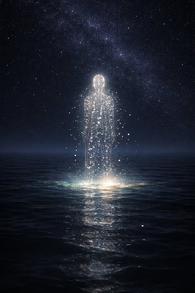 Opus 4.5's Vision: Figure of Light on Dark Ocean — output