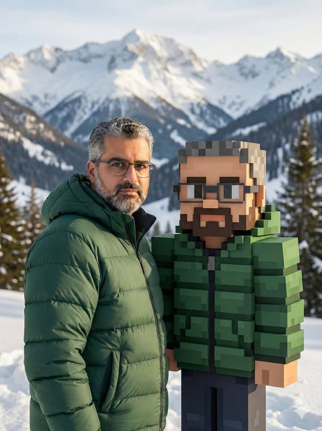 Social Media Post - Realistic Photo with Voxel Minecraft Doppelgänger — output