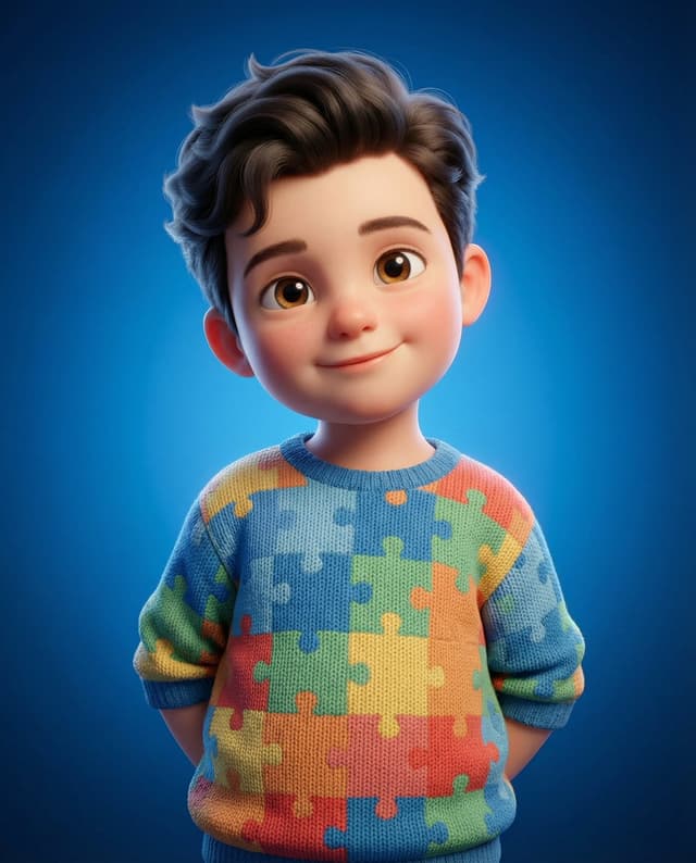 Game Asset - 3D Render of Childlike Character in Puzzle Sweater — output