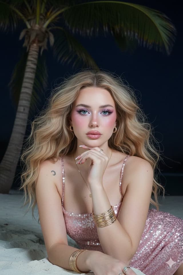 Barbie Style Tropical Night Portrait Prompt — output