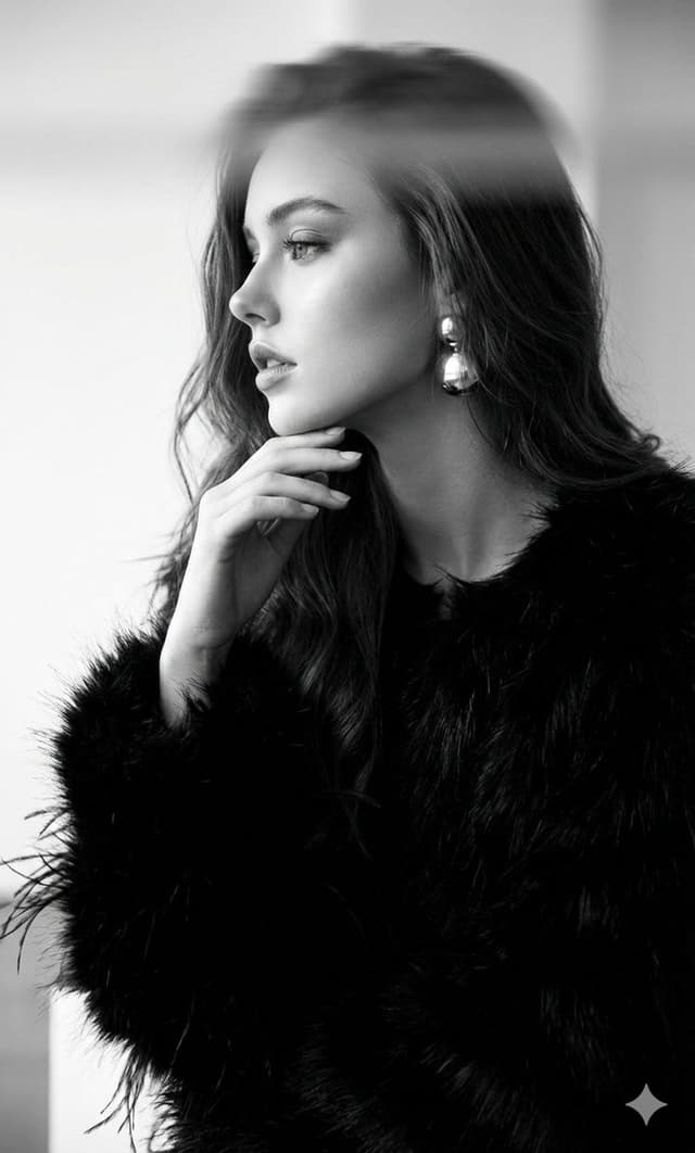 Black-and-White Surreal Editorial Portrait — output