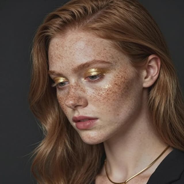 Social Media Post - Freckled Model Gold Makeup Portrait — output