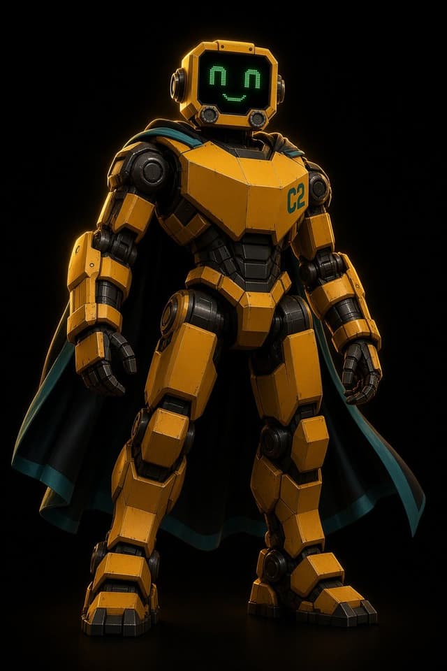 Profile / Avatar - Heroic Yellow Robot with Cape — output