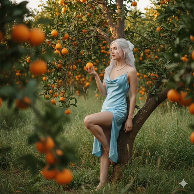 Dreamy Golden Hour Orange Grove Portrait Prompt — output