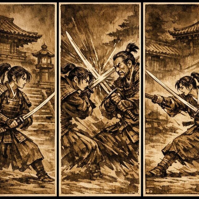 Comic / Storyboard - Japanese Samurai Ukiyo-e Triptych — output