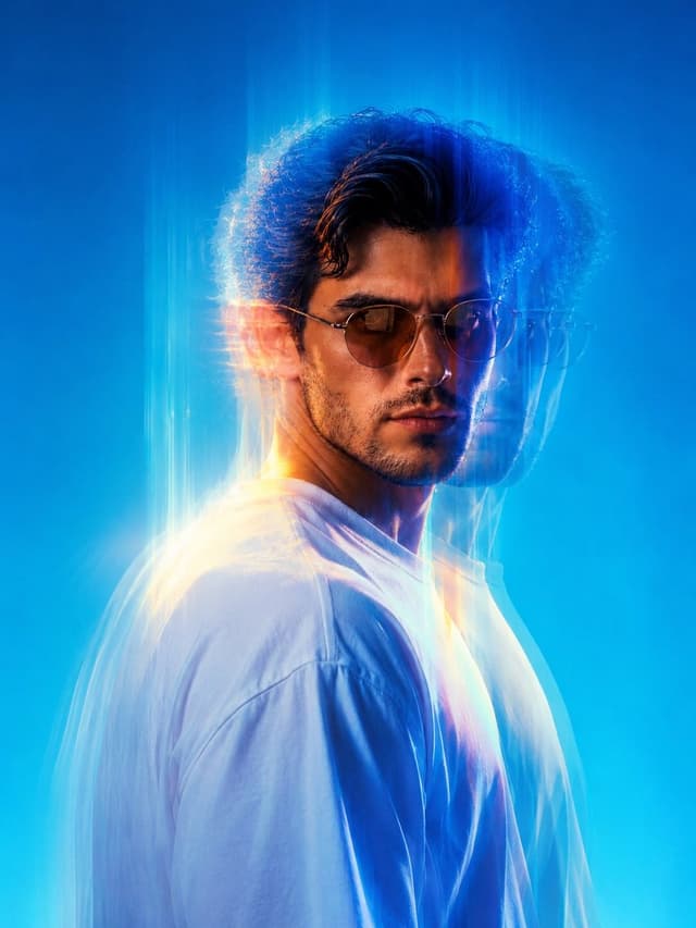 Social Media Post - Dreamy Cyan Motion Blur Portrait — output