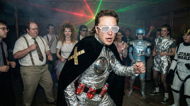 Social Media Post - 1980s underground nerd techno party flash photo prompt — output