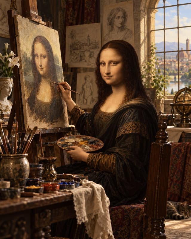 Comic / Storyboard - Mona Lisa Renaissance Studio Scene — output