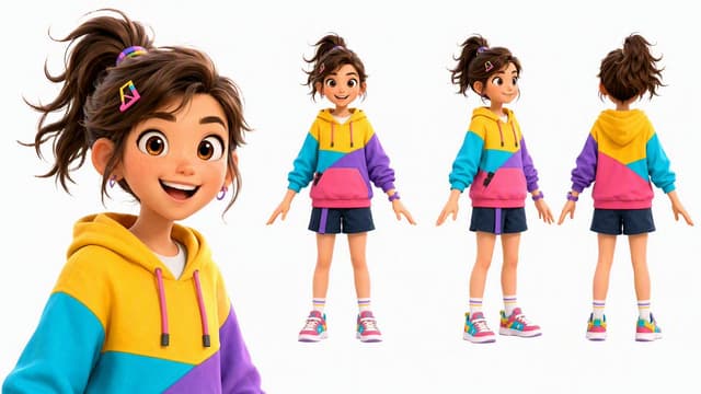 Game Asset - Colorful 3D Girl Character Sheet — output