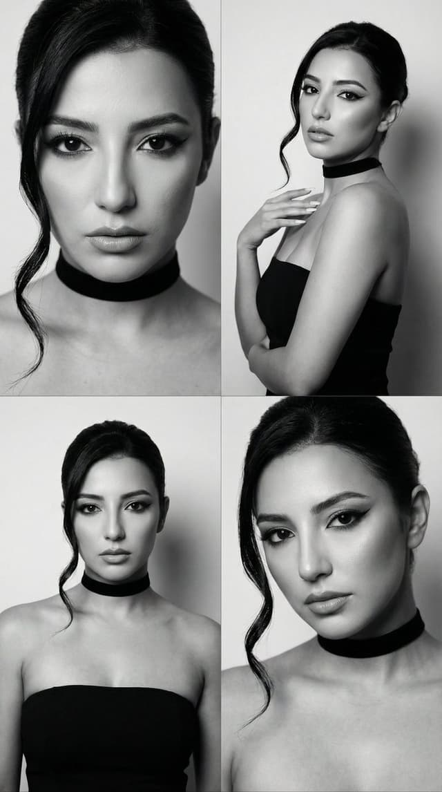 JSON Prompt for Black and White Fashion Editorial Contact Sheet — output