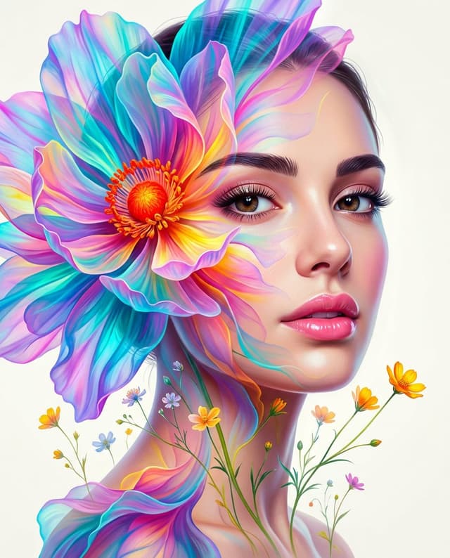 Social Media Post - Surreal Double-Exposure Floral Portrait — output