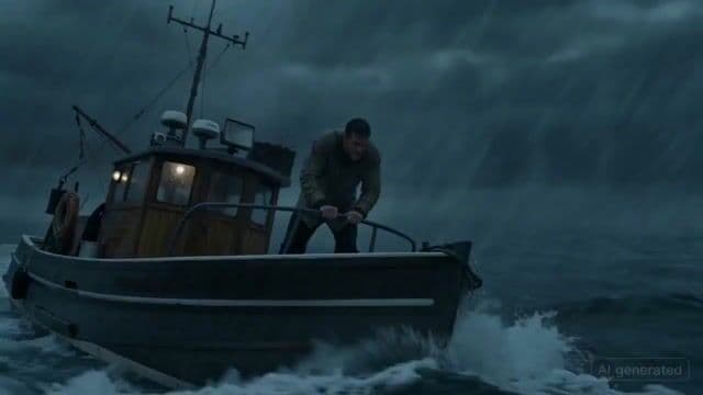 Man on a seaboat attacked by a sea monster — cover