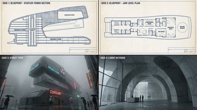 Game Asset - Object-to-Dystopian Building Transformation — output