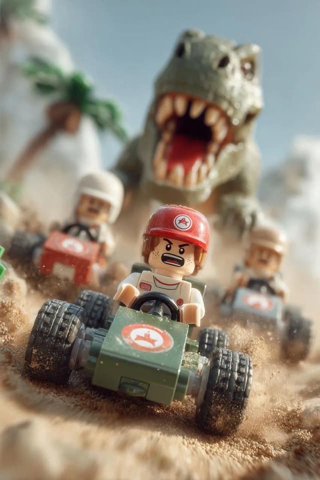 Comic / Storyboard - Lego Explorer Chased by Polar Bear (Video Prompt) — output
