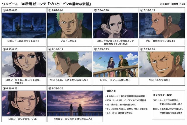 Comic / Storyboard - Anime Storyboard Sheet of Zoro and Robin — output