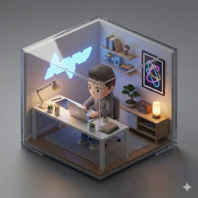 Isometric 3D Miniature Room with Chibi Character — output