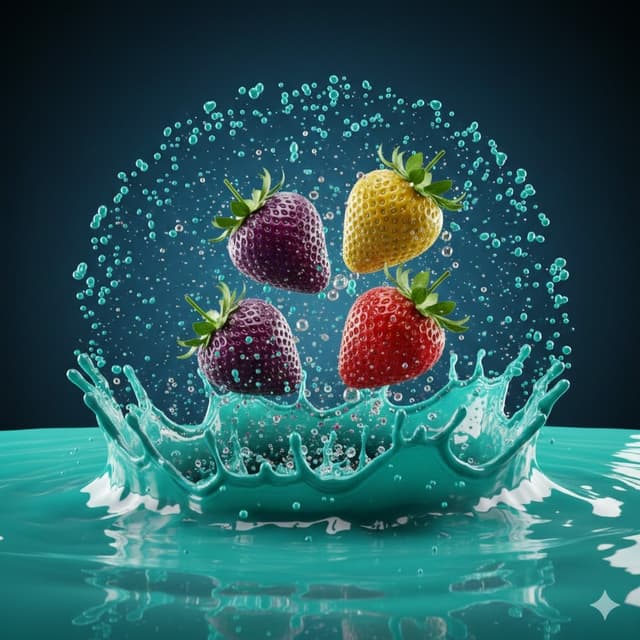Hyper-realistic Strawberries Splashing in Liquid Prompt — output