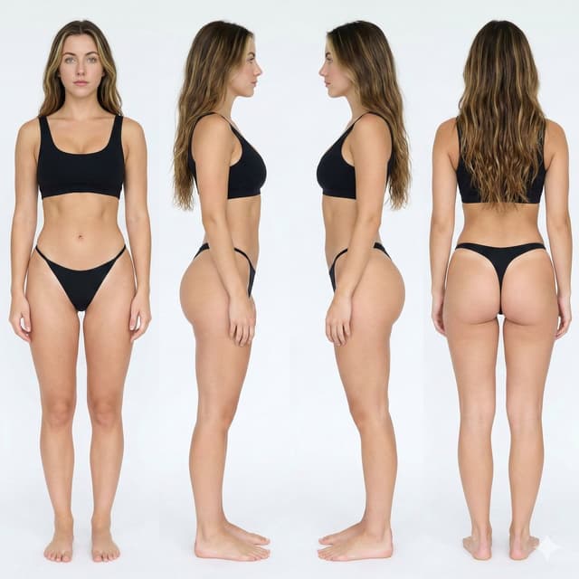 Game Asset - Full-Body Reference Sheet for Athletic Hourglass Figure — output