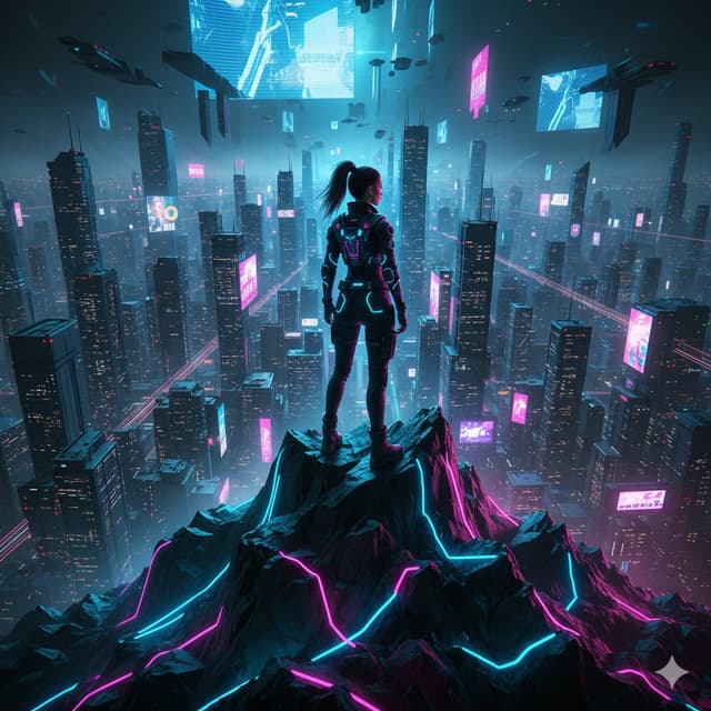 Cyberpunk Mountain Peak Girl — output