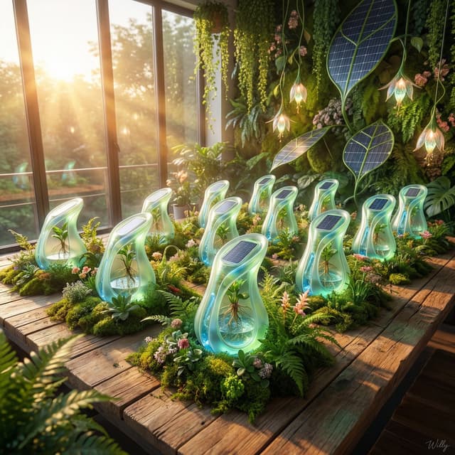 E-commerce Main Image - Solarpunk Product Showcase with Bioluminescence — output