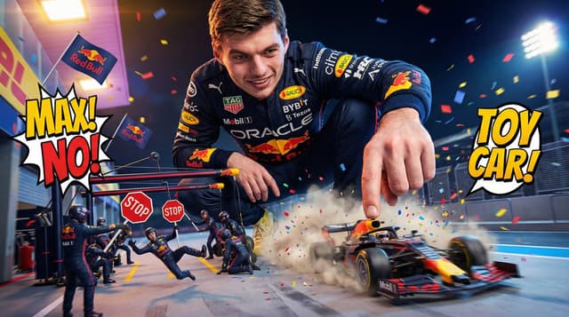 Comedic Giant Max Verstappen in Pit Lane — output