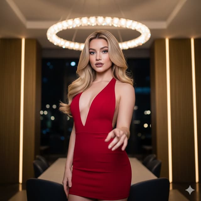 Profile / Avatar - Sydney Sweeney in Red Halter Mini Dress Editorial — output