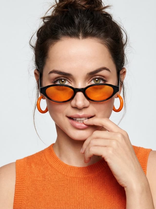 Profile / Avatar - High-fashion editorial portrait with vivid orange accents — output