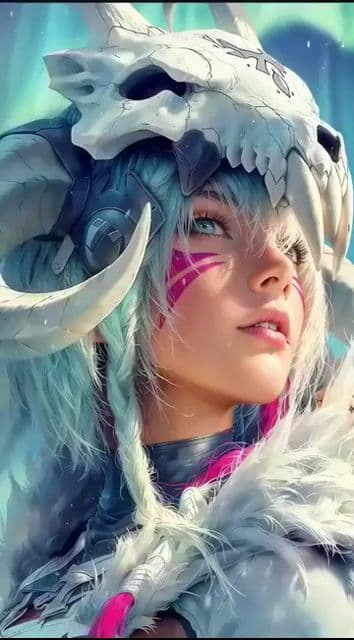 Cinematic Portrait of Female Fantasy Warrior in Arctic Tundra Video Prompt — cover