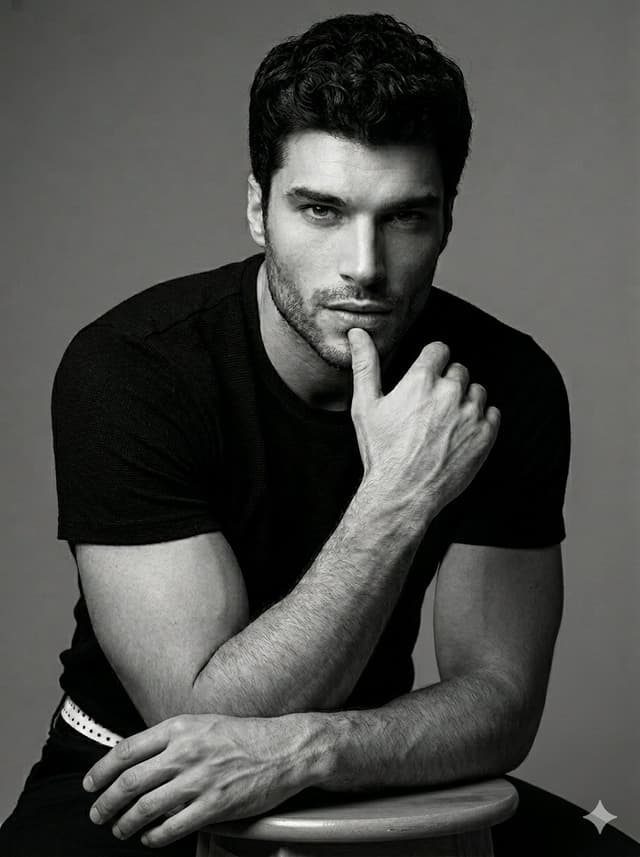 Profile / Avatar - Black and White Male Studio Portrait — output