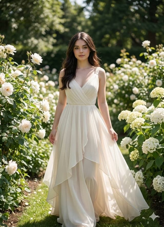 Luxury Daytime Garden Portrait in Ivory Gown — output