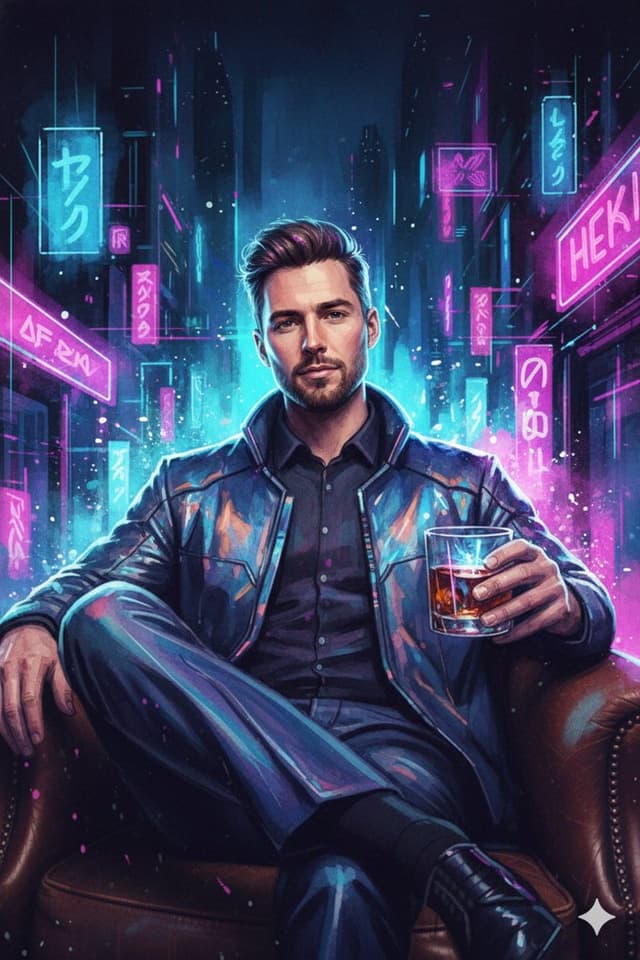 Social Media Post - Neon Cyberpunk Watercolor Fusion Illustration Prompt — output