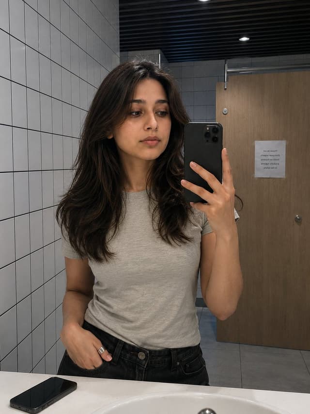 Profile / Avatar - South Asian Woman Mirror Selfie — output