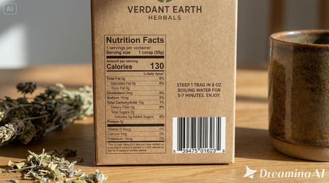 Packaging mockup with tiny text test prompt — output