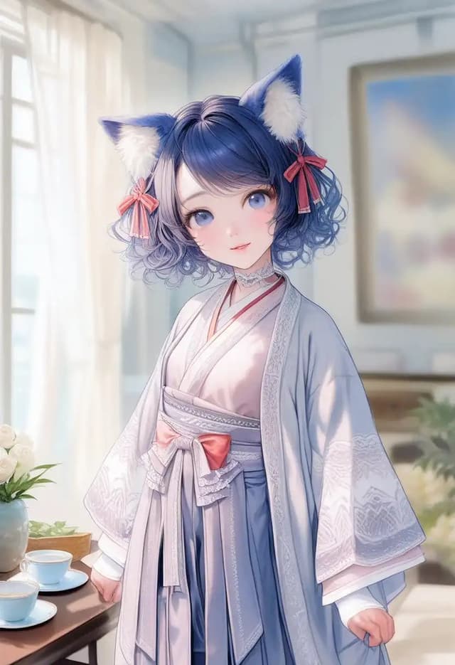 Profile / Avatar - Cat-Eared Kimono Girl Portrait — output