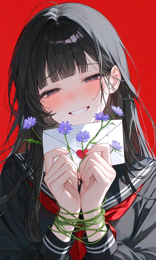 Profile / Avatar - Shy Anime Love Letter Portrait — output