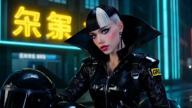Cyberpunk Woman with GROK Patch — cover