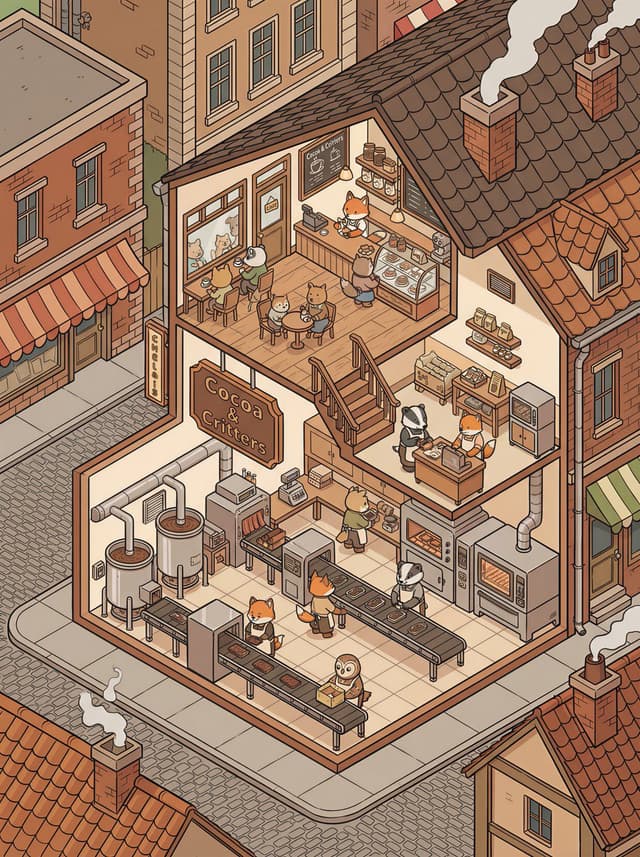 Game Asset - Isometric 2.5D Architectural Slice Illustration of an Animal Community — output