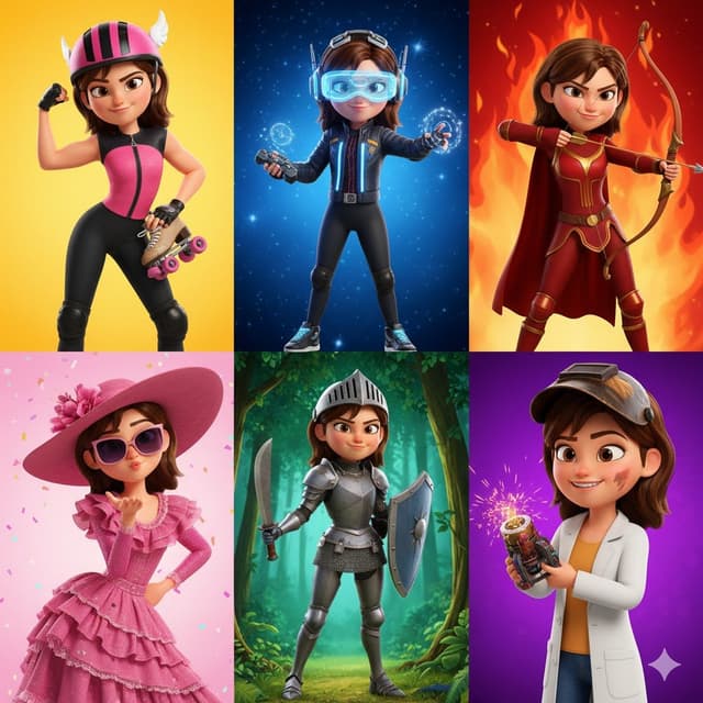 Comic / Storyboard - 3D Pixar-Style Animated Character Grid Prompt — output