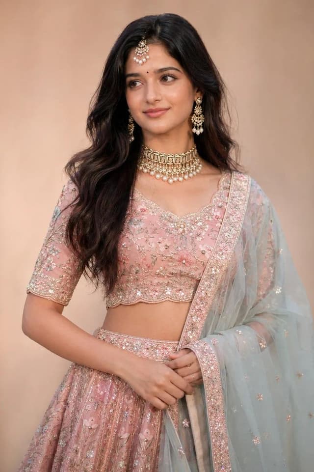 Product Marketing - South Asian bridal lehenga portrait — output