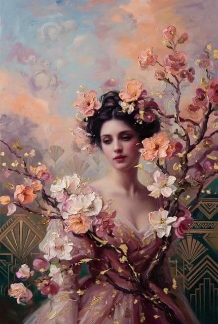 Grok Imagine Prompt: Woman with Blooming Branches — cover