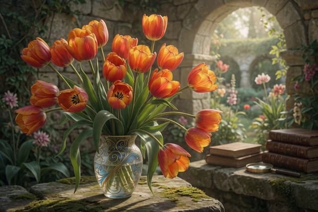 Tulips Swaying in Breeze