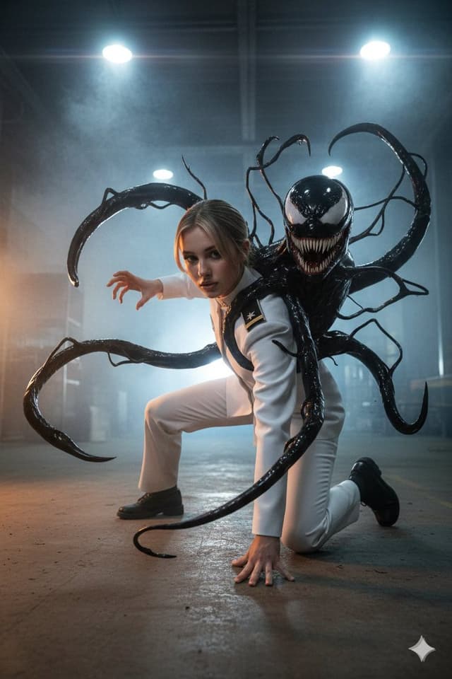 Game Asset - Dark Sci-Fi Action Scene with Venom-like Symbiote — output