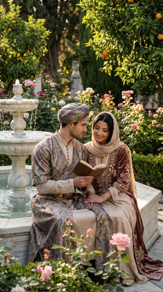 Social Media Post - Historical Romantic Editorial Scene in an Ottoman Garden — output