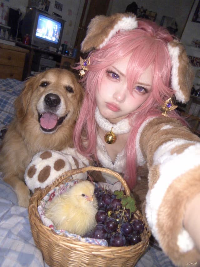 Social Media Post - Old Nokia Selfie Style Dog Cosplay — output
