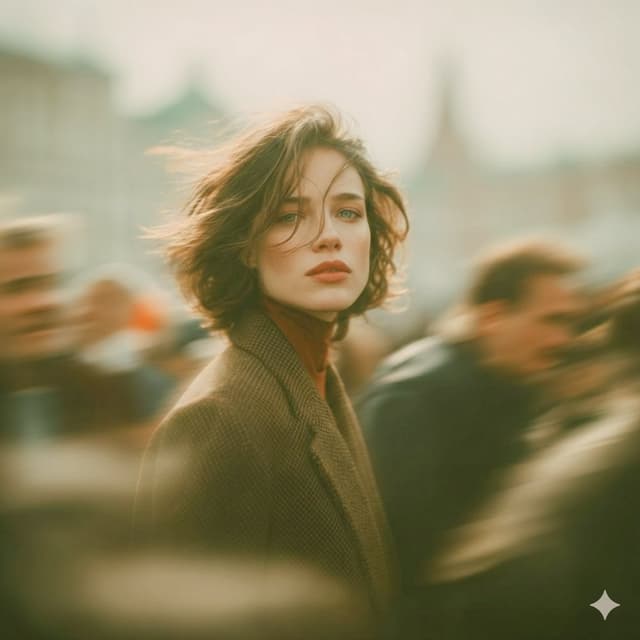 Cinematic Street Portrait with Motion Blur Prompt — output