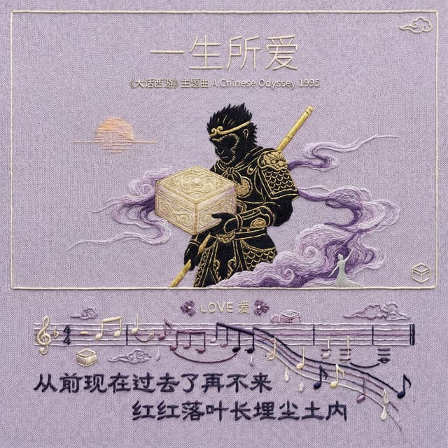 Hand-Embroidered Silk Album Cover Prompt (Music/Lyrics) — output