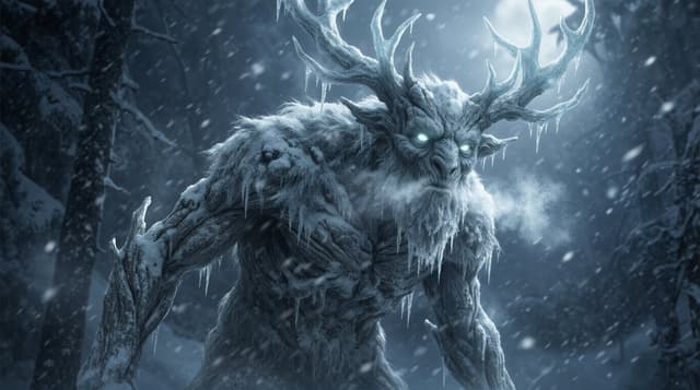 Game Asset - Dark Fantasy Winter Creature Emerging from a Blizzard — output