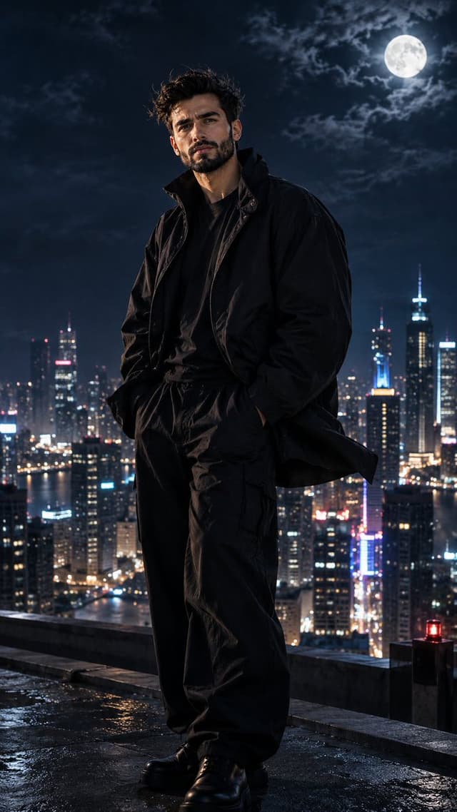 Product Marketing - Luxury Fashion Rooftop Midnight Portrait — output