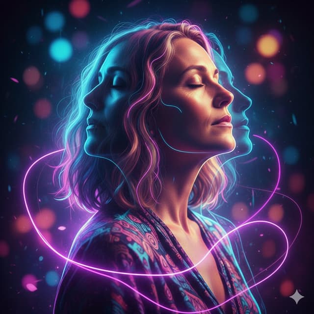 Triple Exposure Neon Portrait Prompt — output